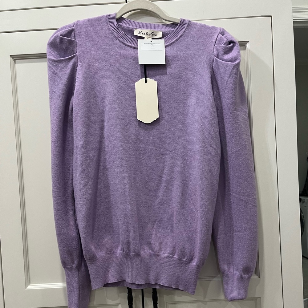 Lavender puff sleeve sweater size small